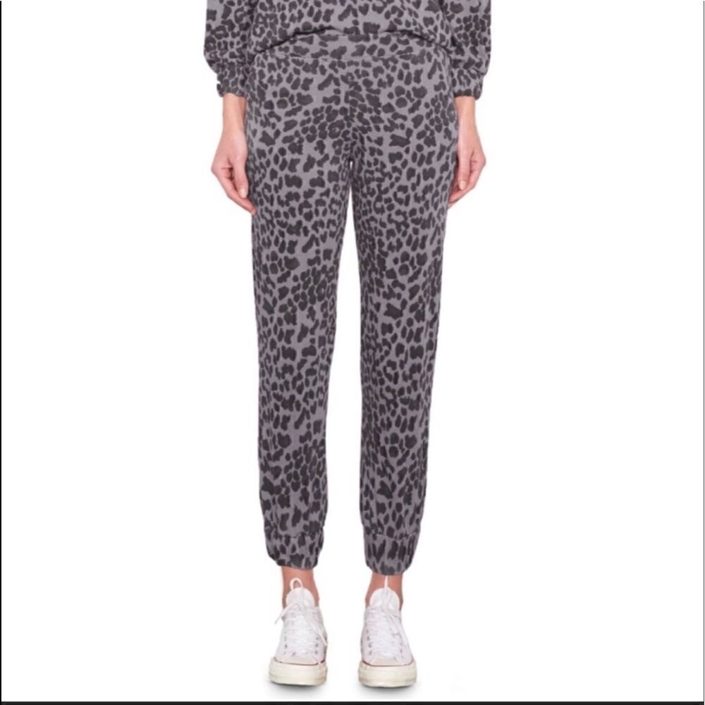 NEW SUNDRY ANTHROPOLOGIE Leopard Print Drawstring Gray Joggers.Size 2= M